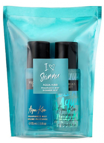 Подарочный набор I love shimmer Victoria's Secret aqua kiss fragrance mist