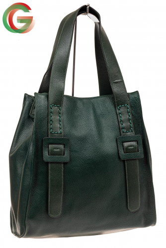 Большая сумка женская из натуральной кожи, цвет зеленый