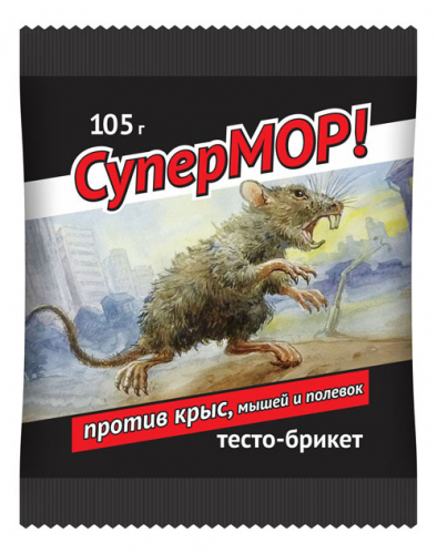 Приманка для грызунов СУПЕРМОР 105г Тесто-брикет 011132 (35)