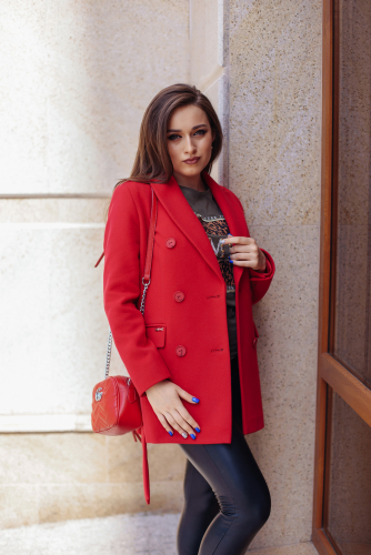 Пальто женское демисезонное 21900  (красный)