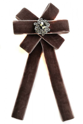 Брошь - галстук из бархата коричневый