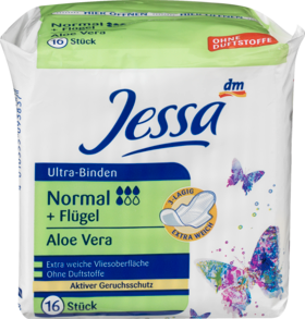 Jessa Ultra Гигиенические Прокладки стандартные с крылышками	, без запаха, с экстрактом Алоэ	 Vera, 16 шт