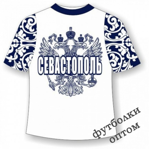 Подростковая футболка Севастополь хохлома синяя