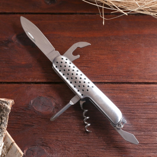 Нож швейцарский Мастер К. 5в1, рукоять с перфорацией хром 243614