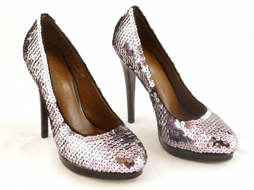 Туфли VS1313-10 темное серебро с паетками