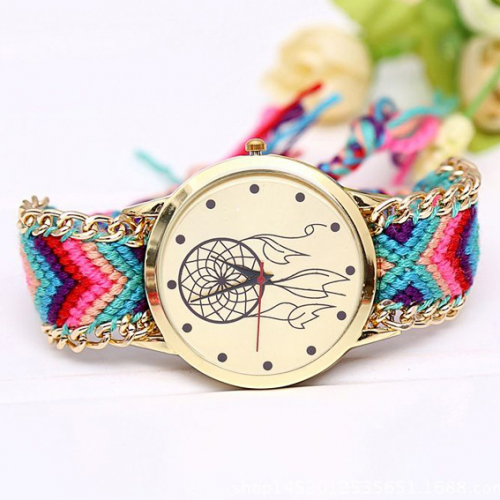 WA054-1 Часы наручные Ловец снов с плетёным браслетом