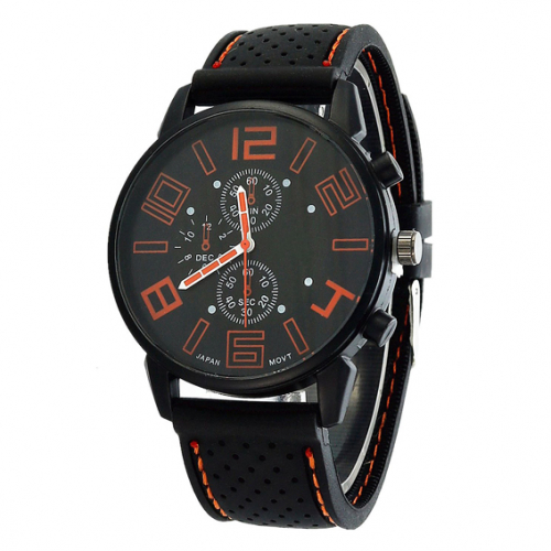 WA036-BL Часы наручные чёрно-оранжевые