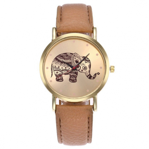 WA051-BJ Часы наручные Слон с бежевым ремешком