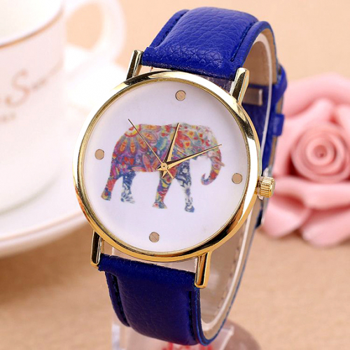 WA024-BL Часы наручные Слон с синим ремешком
