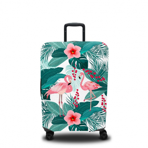Чехол для чемодана Пальмы и фламинго