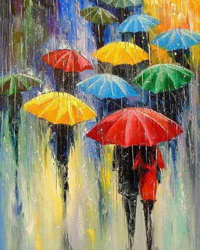 Картина по номерам 40х50 - Радужные зонты