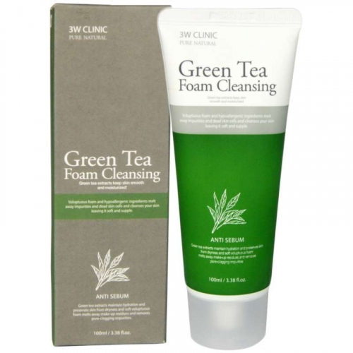 Пенка для умывания с экстрактом зеленого  чая 3W Clinic  Green Tea Foam Cleansing 100 ml
