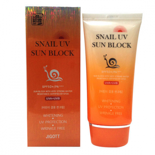 Улиточный солнцезащитный крем  Jigott  Snail UV Sun Block SPF 50+PA 70 ml