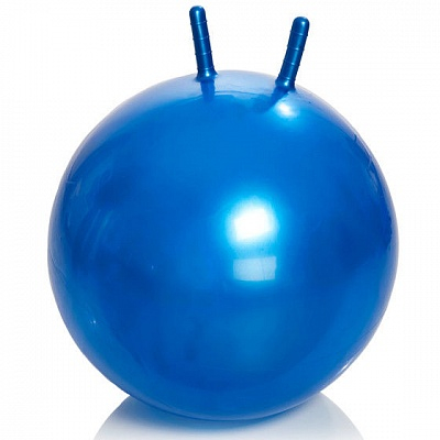 Гимнастический мяч детский с рожками, с насосом, 65см     (синий)