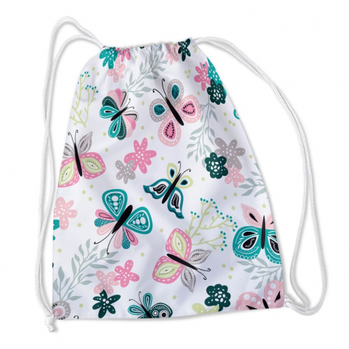 Сумка-рюкзак Разноцветные бабочки на белом фоне