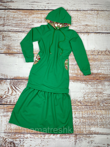 Платье макси зеленое (50-54)