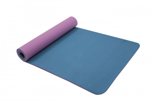 Коврик для йоги и фитнеса 183*61*0,6 TPE двухслойный фиолетовый/голубой