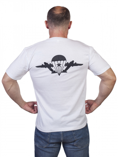 Однотонная мужская футболка ВДВ с эмблемой десанта на спине. ОЧЕНЬ ДЁШЕВО! №304