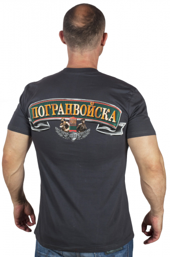 Мужская футболка с пограничным принтом – масштабный рисунок на груди и спине. Лучше купить несколько, одну по-любому себе оставишь!№345