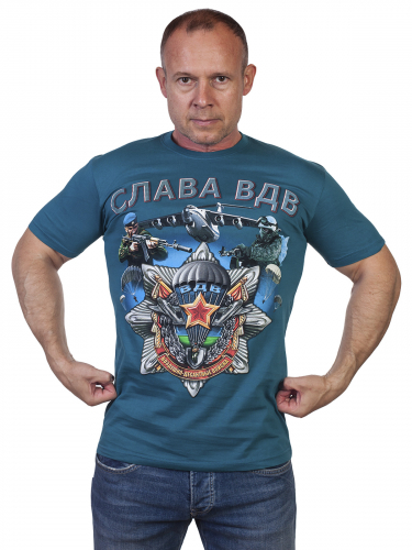 Мужская футболка Слава ВДВ! - дизайн, который не оставит равнодушным даже самого закалённого десантника! №180