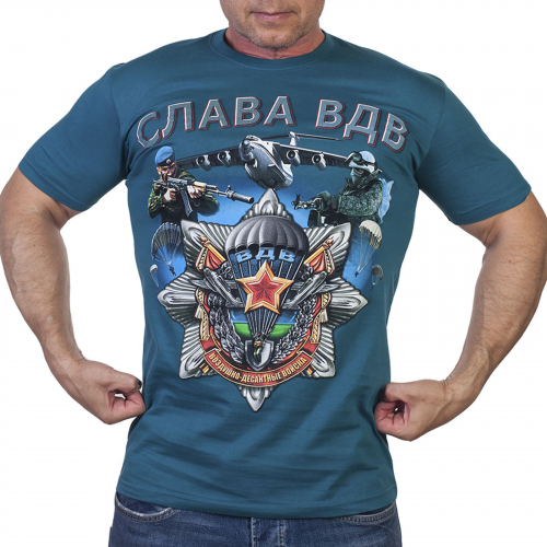 Мужская футболка Слава ВДВ! - дизайн, который не оставит равнодушным даже самого закалённого десантника! №180