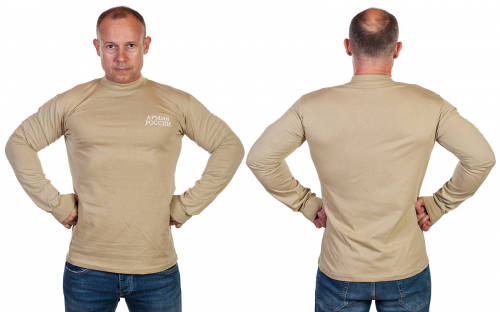 Мужская футболка с длинным рукавом и надписью «Армия России» - заказывай как уставную форму одежды или милитари лонгслив №447