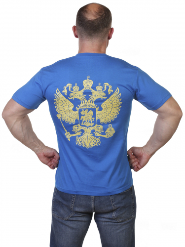 Синяя мужская футболка Россия - закажи классный патриотический атрибут по себестоимости! №20