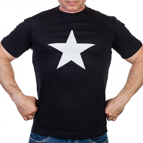 Мужская футболка со звездой - классический черный цвет, самая выгодная цена №374