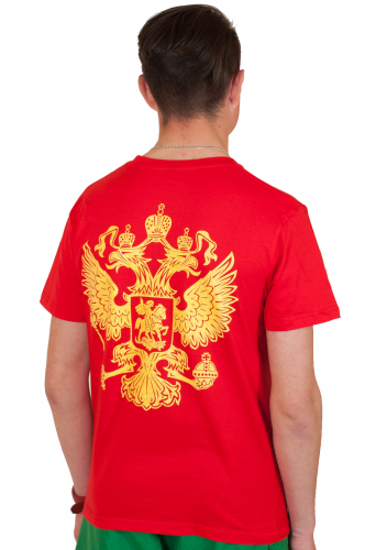 Красная футболка «Россия». Подростковая модель - крутой принт с отливом и доступная для всех цена №23