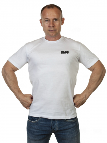 Белая футболка ВМФ с вышивкой на груди №193