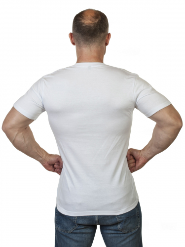 Мужская белая футболка «Кавказ» – не натирает тело даже под разгрузочными системами и рюкзаками №383