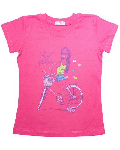 Фуфайка (футболка с принтом) для девочек, кулирка, 100% хлопок