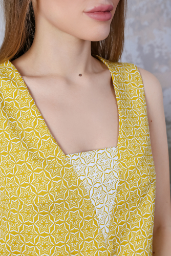 Платье трапеция со вставкой на груди П 210 (Желтое)