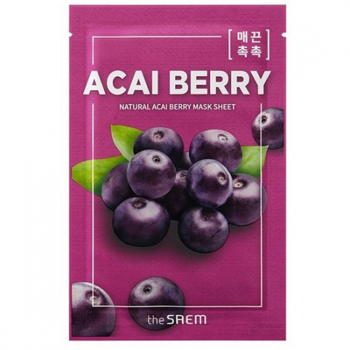 Маска на тканевой основе для лица N с экстрактом ягод асаи Natural Acai Berry Mask Sheet 1шт