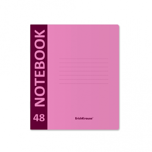 Тетрадь общая ученическая с пластиковой обложкой на скобе ErichKrause® Neon, розовый, А5+, 48 листов, клетка