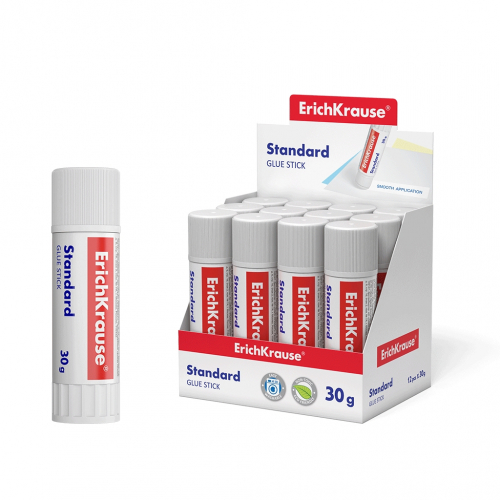 Клей-карандаш ErichKrause® Standard, 30г (в коробке-дисплее по 12 шт.)