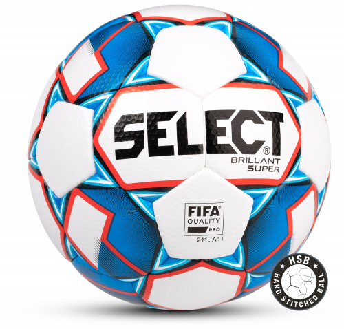 SELECT BRILLANT SUPER, мяч футбольный ((002) бел/син/красн, 5)
