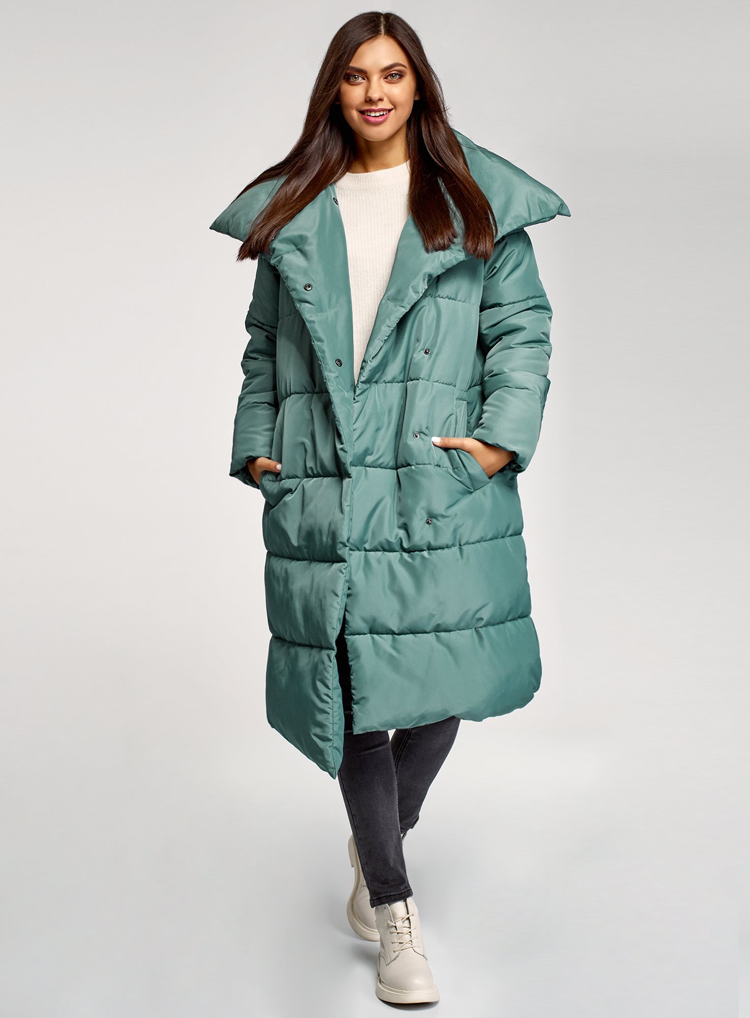 Куртка утепленная удлиненная. Куртка удлиненная oodji. Утепленное пальто, oodji. Куртки удлиненные женские. Зеленый пуховик.