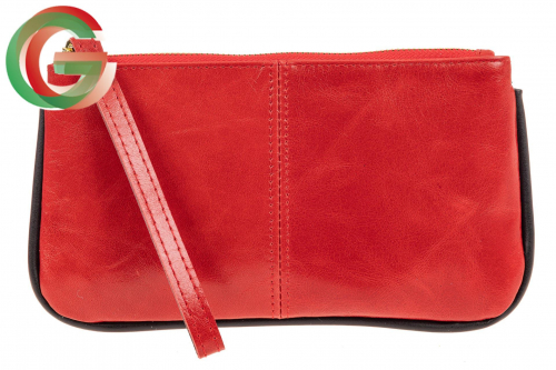 Женский кошелек клатч из натуральной кожи, цвет красный