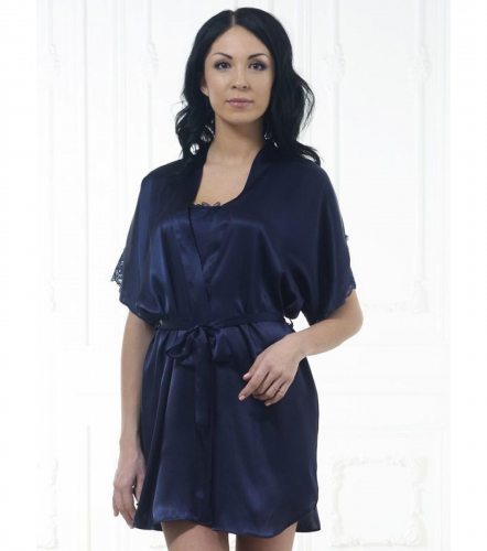 Женский атласный халат 609 синий,Felisse,Россия