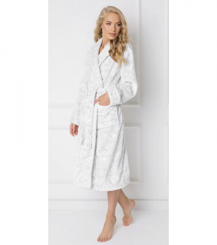 Женский домашний халат Glamour белый+серый,Aruelle,Польша