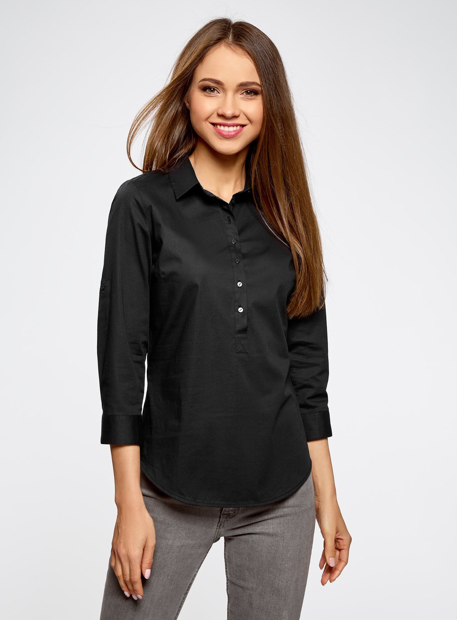 Черная блузка с длинным рукавом. Оджи черная рубашка женская. Блузка oodji черная 3/4. Чёрная блузка женская. Классическая блузка женская.