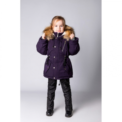 Детская Зимняя Куртка-Парка расцветка Темный Баклажан