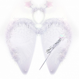 -Набор Ангел (крылья, ободок, волшебная палочка), Белый