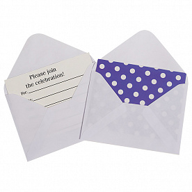 (Распродажа) Открытка пригласительная, Точки, с конвертом, фиолетовый, 12шт