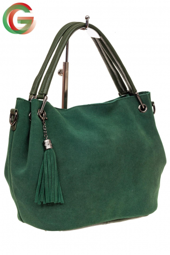Мягкая замшевая сумка, цвет зеленый