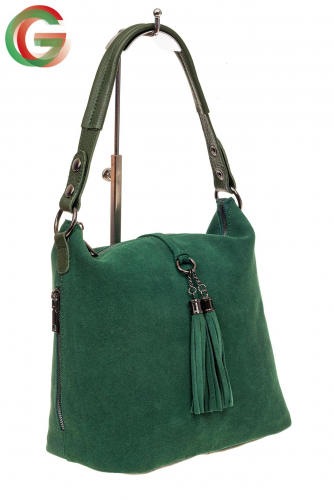 Небольшая замшевая сумка, цвет зеленый