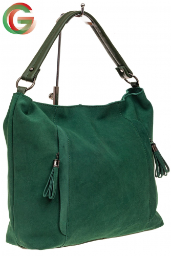 Замшевая сумка тоут, цвет зеленый