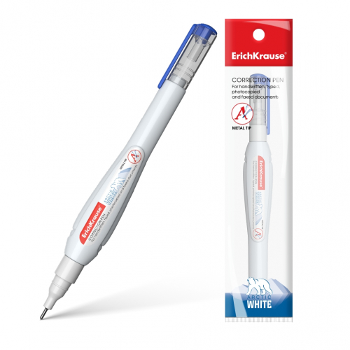 Ручка-корректор ErichKrause® Arctic white, 10мл (в пакете по 1 шт.)