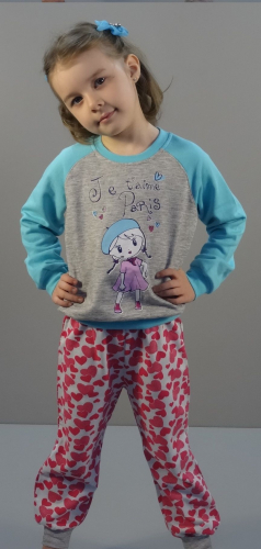 пижама для девочек футер с начесом 
 100% хлопок